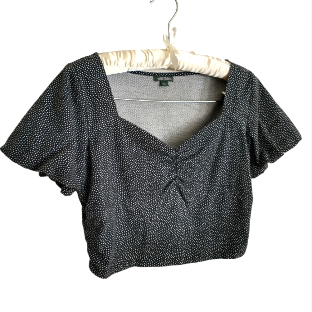 Wild Fable Puffer Cropped Polka Dot Top